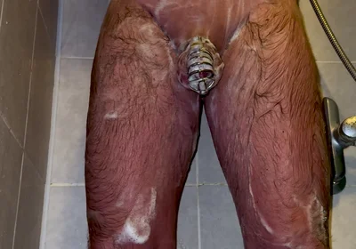 I'm Taking a Shower with a Chastity Belt on My Penis!