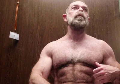 Hairy Stepdaddy Solo in Lockerroom