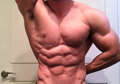 Jacked Bodybuilder Benji Bastian Flexing His Huge, Shredded, Muscles