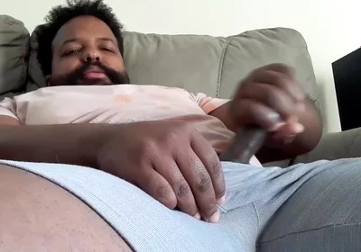 Hot BBC Stepdaddy Strokes It and Moans to Youtube Vid