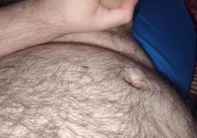 Fat Bear Jacking off & Cumming on Hairy Belly