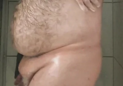 Fat Bear Taking a Shower
