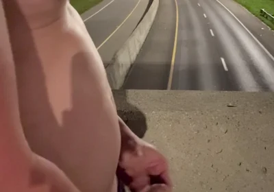 Asian Muscle Hunk Strips Naked on the Bridge - Ripped Flexing & Massive Cumshot