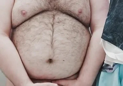 Fat Bear Jerks off on Toilet and Licks up His Cum