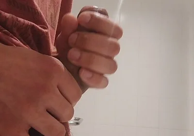 Cumshow in the Bathroom at Work