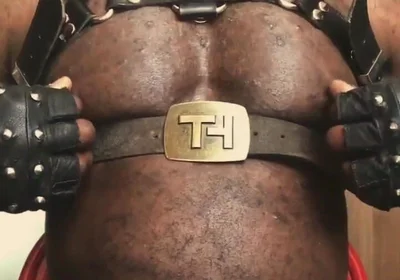 Black Muscle Close up Harness Belted Titplay