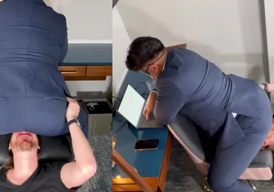 Do You Want That Promotion Boy? You Better Be Quiet And Be A Good Fart Sniffer For The Boss! Stay Still Seat!