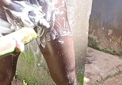Outdoor Shower Takes Into Wide Cumshots