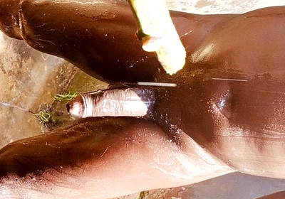 Outdoor Shower Takes Into Wide Cumshots