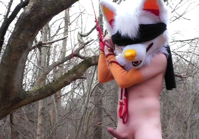 Bondaged Young Twink Piss in Forest