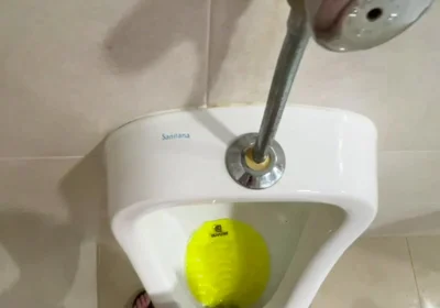 Dared to Piss Fully Naked in Public Toilets Urinal
