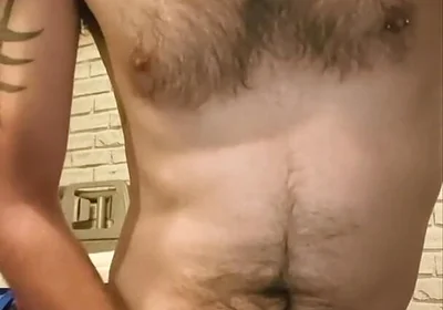 Big Dick Wanking and Smoking Topless