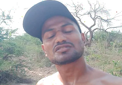 Full Sweat on Boy Face Moving on Hill Full Sweat