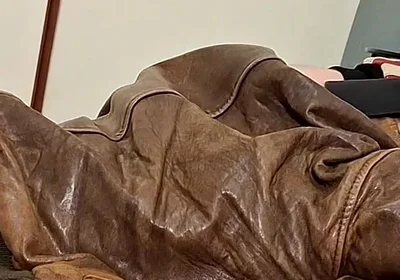 Chav Boy in Leather Bomber Jacket and Scally Gear Get Fucked Leather Bear