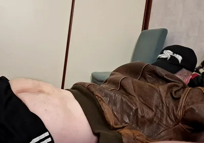 Chav Boy in Leather Bomber Jacket and Scally Gear Get Fucked Leather Bear