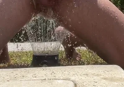 Cum with Water in the Garden