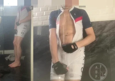 This Young Cyclist Boy Made It to the Bathroom but Still Wets Himself as He Can't Hold Pee Any Longer