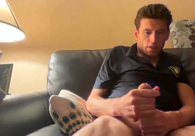 Solo Jerk Sitting No Leather Couch Dirty Talking 10 in Bwc Huge Bust