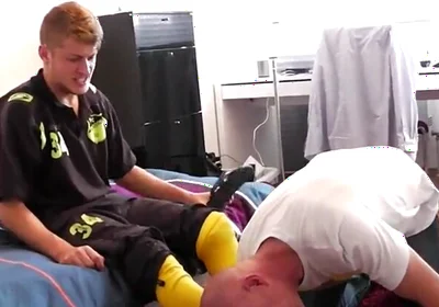 Soccer master stinky feet socks licking