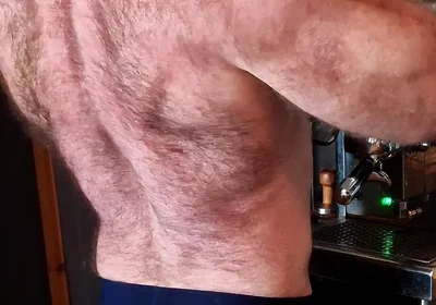 Muscle Bear Has Coffee