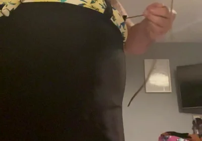 Cock and Ball Bondage with Crossdress to Go Out