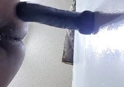14 Inch Dildo Stretches Me to the Max. It Made Me Piss Cum