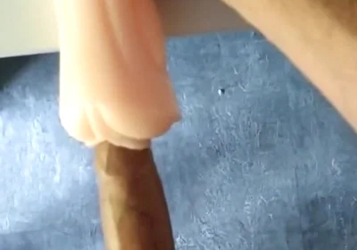 Perverted Pig Uses This Toy to Insert His Big Hard Wet Cock, and Cums Inside Obviously Bareback