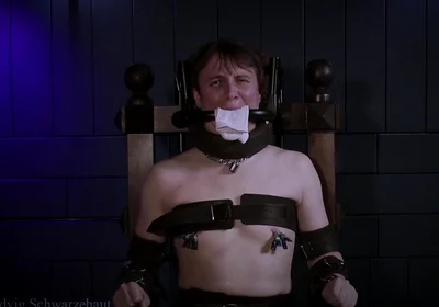 Rikki in Bondage Chair Steel Gag System & Sock Stuffing