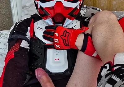 In Biker Gear, He Brought to Orgasm