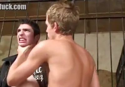 Bound thug boy sucking cock