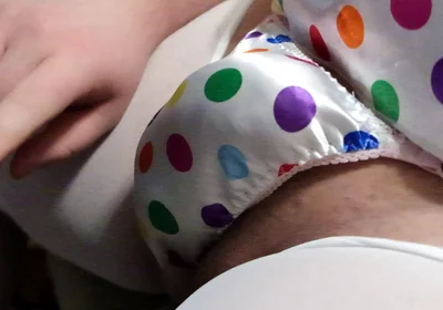 Rainbow Polka Dot Satin Thong Play