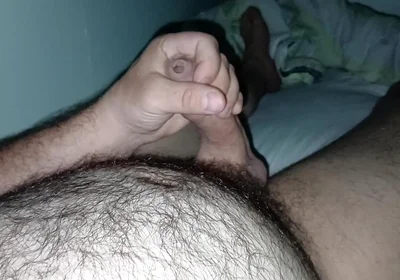 Uncut Hairy Gay Masturbating and Cum