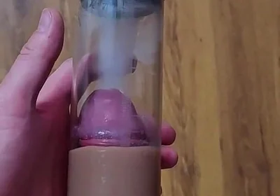 Just a Moment After an Intense Orgasm! a Penis Vacuum Pump Full of Sperm!