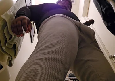 Black Stepdaddy Nuts in Bathroom After Work