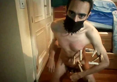 Webcam BDSM Session (whipping, Clothespins, Anal)