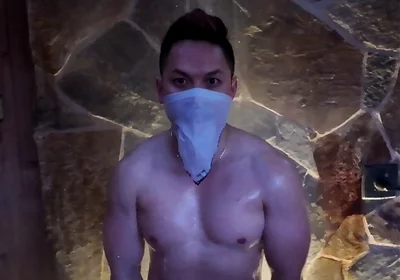 Naked Asian Muscle Hunk Dawn Outdoor Shower Flex - Thick Biceps, 6-pack Abs, V-taper Back & Big Cumshot