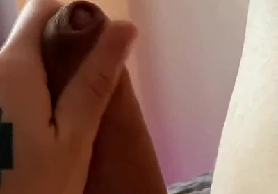 Jerking My Unshaved Cock on the Bed at Night with Beautiful Lighting