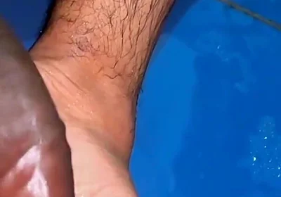 Hairy Curved Cock Cums Twice - Pink Head Foot Play & Massive Cumshots