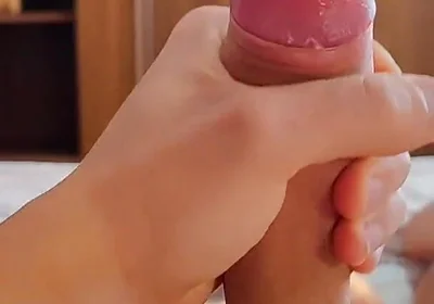 A Young Guy with a Big Cock Lies on the Bed and Moans Loudly to a Strong Orgasm - Alex Huff