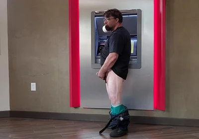 Jerking off at Bank