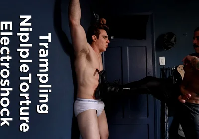BDSM Leather Session - Trampling CBT and Nipple Play