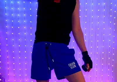 Fitness Workout in Blue Ck Shorts