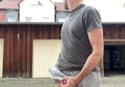 Russian Boy Plays with His Cock on the Terrace. Very Risky
