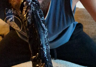 Very Sloppy Dildo Deepthroat, a Lot of Saliva Is Running Down the Cock