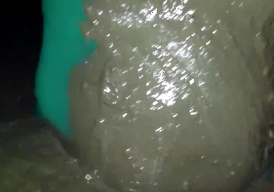 POV Pissing my nylon pantyhose leotard and mud play.