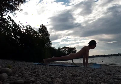 Slender Nudist Boy Does Yoga Nude on a Naturist Beach. Naked Yoga Video by Jon Arteen Gay Porn Model Skinny Naturist Twink Prac