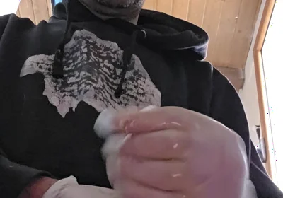 Straight Boy Jerks off on the Construction Site with Latex Gloves.