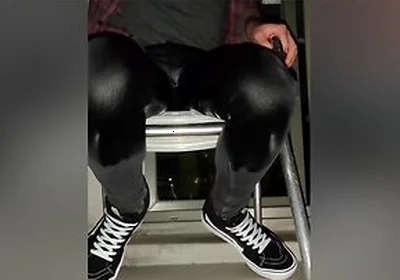 Pissing Skinny Jeans On Balcony