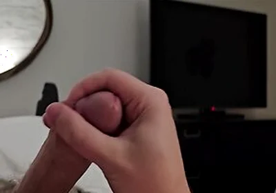Hotel Room Jerk Off, Hairy Dick Close Up & Cum