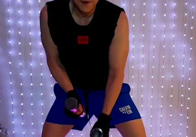 Fitness Workout in Blue Ck Shorts